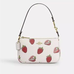 Coach White and Red Strawberry Shoulder Bag